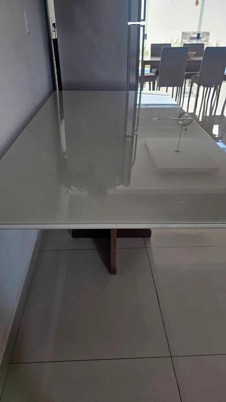 Mesa Off White com tampo de vidro - Foto 3