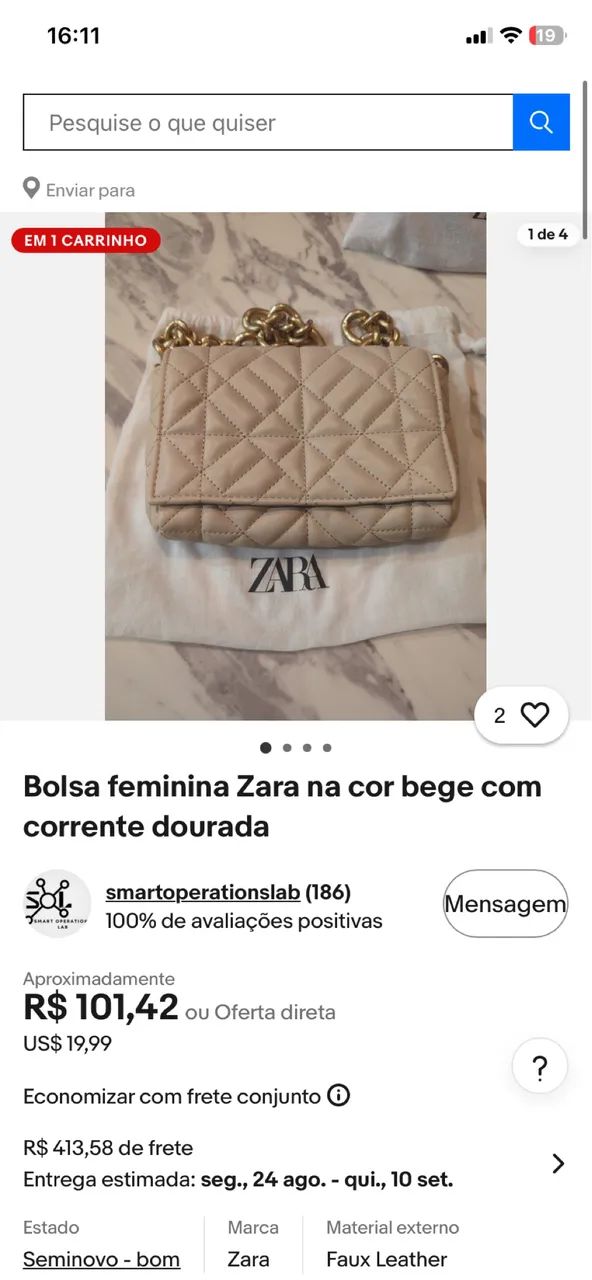 Bolsa da Zara original 