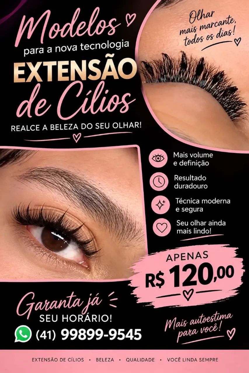 Extensão de cílios.