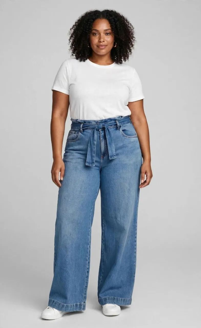 Calça pantalona jeans 44