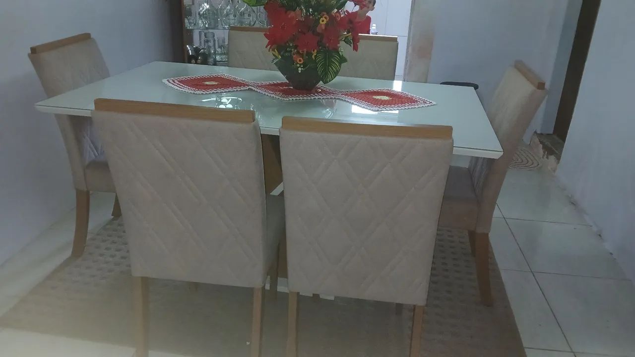 Mesa de 6 cadeiras tampo de vidro - Foto 2