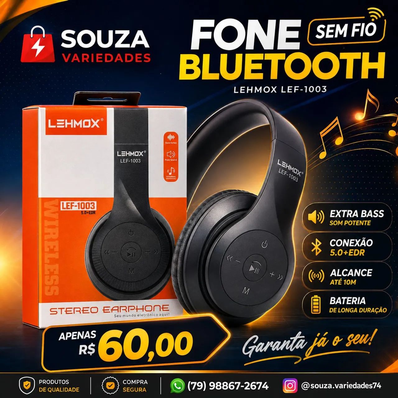 Headphone Bluetooth 