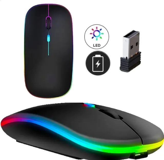 Mouse Sem Fio Bluetooth Recarregável Led Rgb Ergonômico Para Desktop Notebook Tablet e Cel - Foto 3