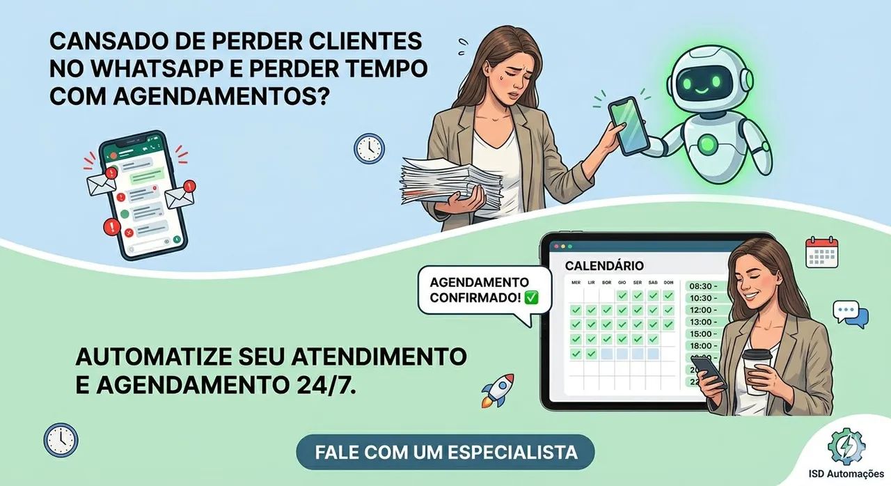 Automação de WhatsApp e Agendamento Online - ISD Automações