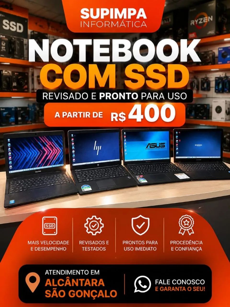 Notebook com ssd revisado a partir de R$400