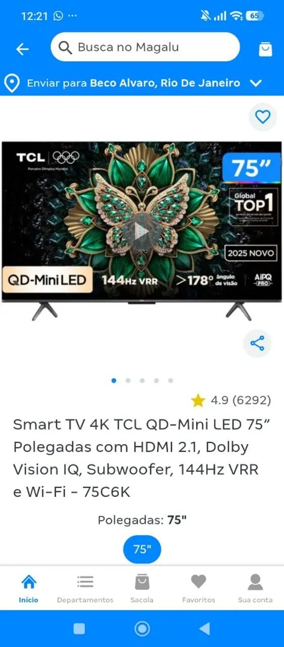 Tv 75" TCL C6k