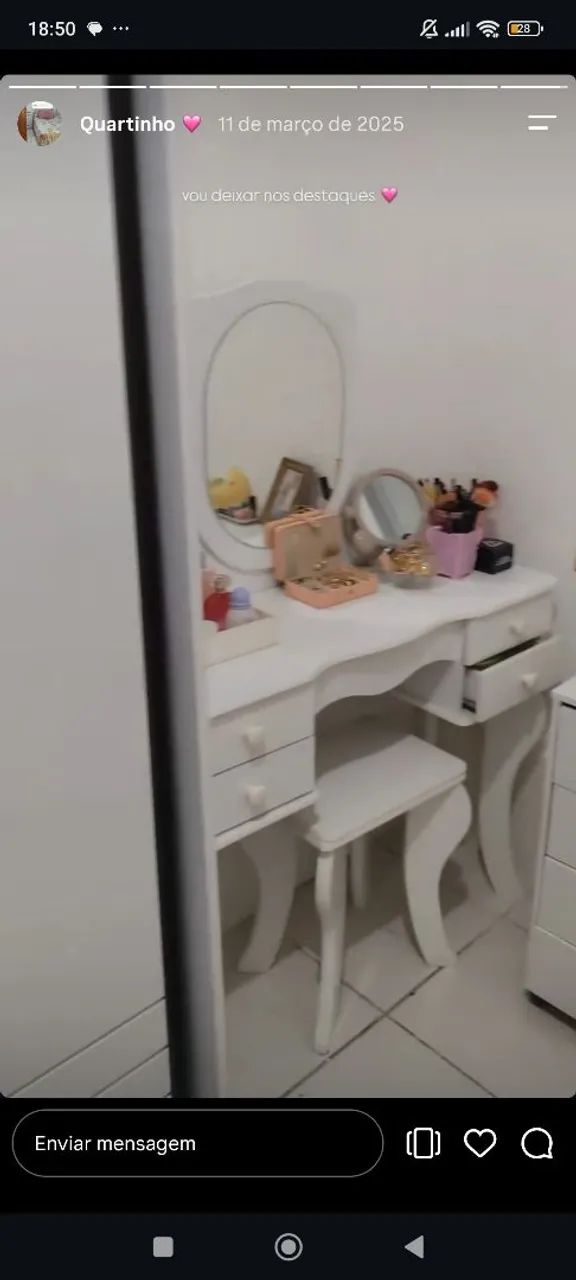 Penteadeira princesa 4 gavetas com espelho
