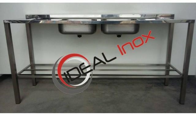 Promoção!! Pia em aço inox 1,80mt com 2 cubas - barbadaaaa
