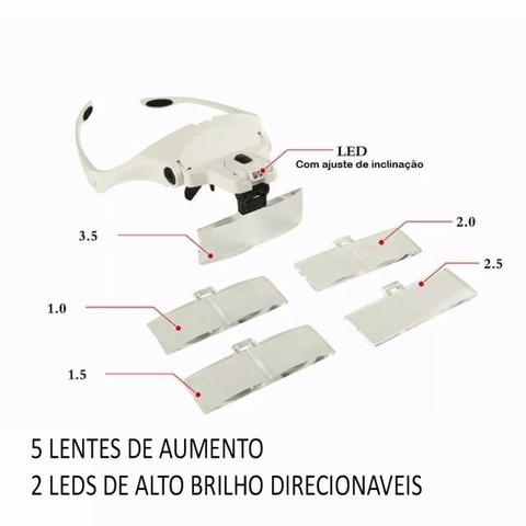 Lupa Cabeça Oculos Profissional Aumento Estetica Leitura Luz - Foto 3