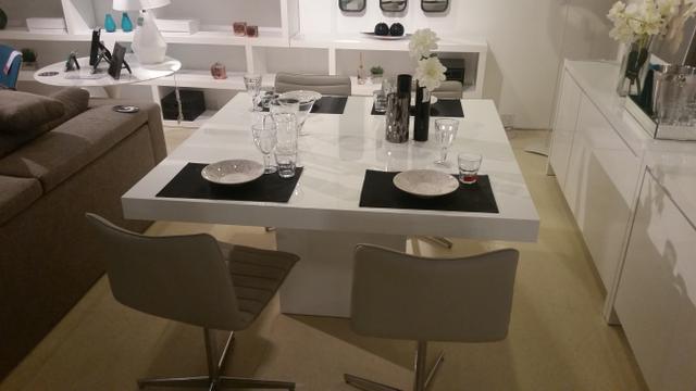 Mesa Jantar Quadrada Em Mdf Branco Brilho Laca 120x120 - Foto 6