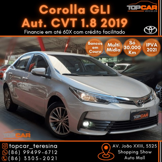 COROLLA GLI 1.8 AUTOMÁTICO CVT 2019