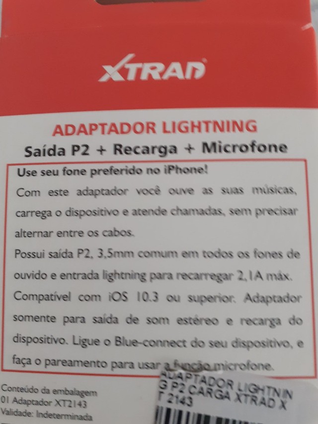 Adaptador lightning.  Saída P2, mais recarga, mais microfone.  Novo. - Foto 3