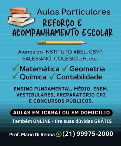 Aulas Particulares de Matemática e Química para alunos do CSVP