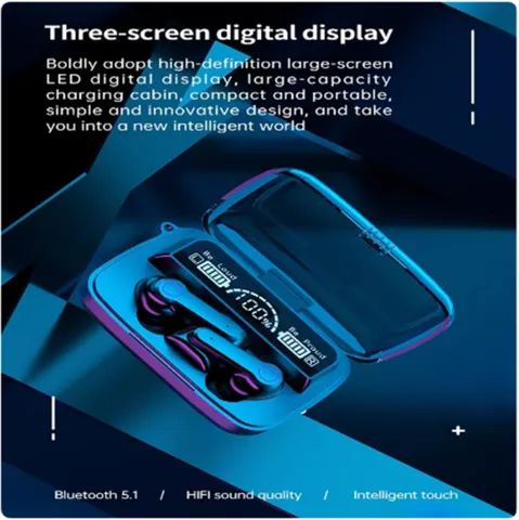 Fone de Ouvido M19 Sem Fio Bluetooth 5.1 Display Digital - Foto 4