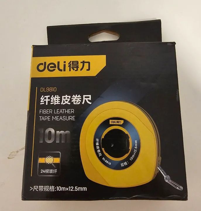 Trena de Fita 10m - Deli - Fibra de Vidro - DL9810