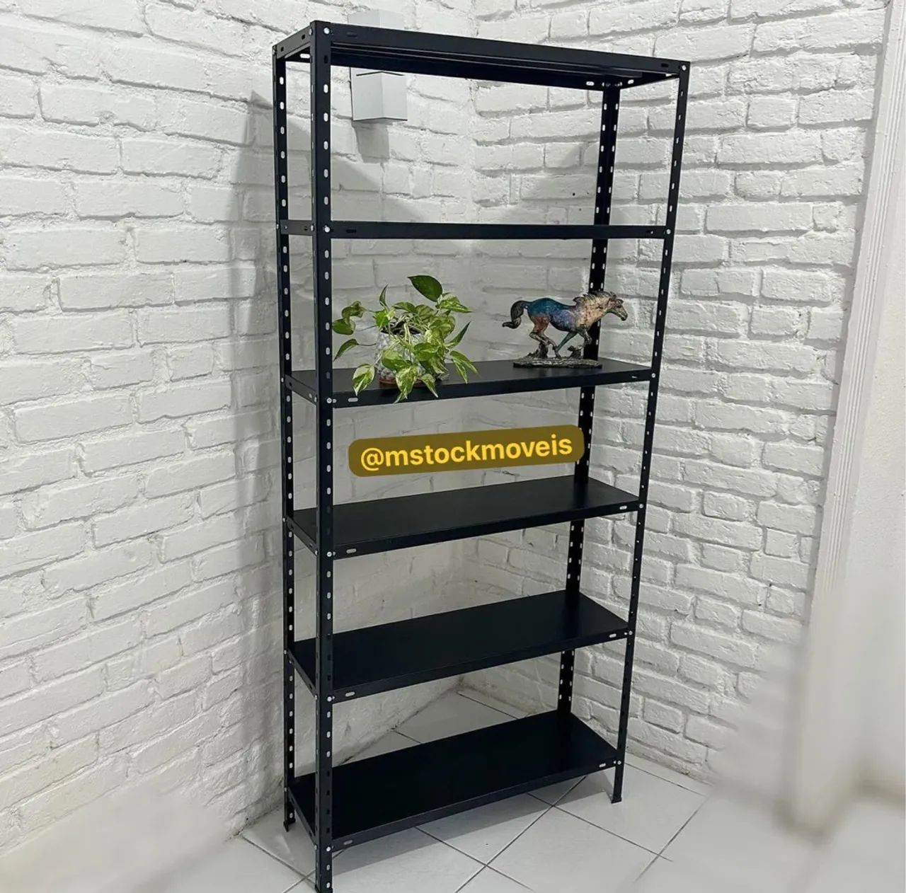 Estante de Metal Preto 6 Prateleiras reforçada de aço 