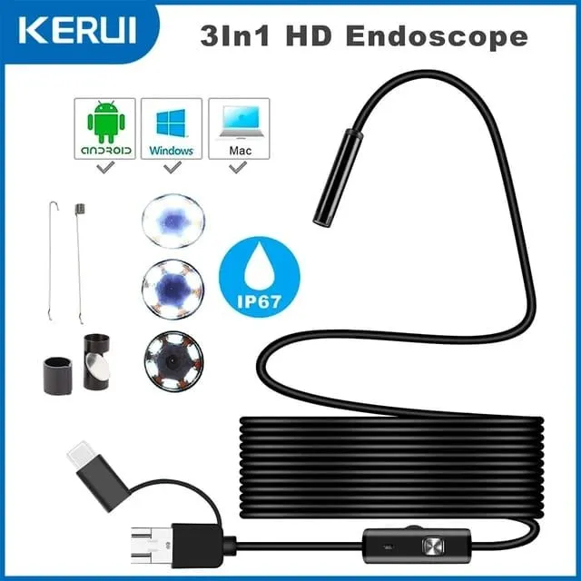 Endoscópio 3 em 1 HD Impermeável IP67