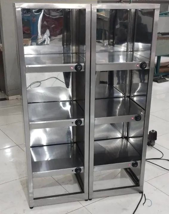 Estantes inox com pista quente para hamburgueria, delivery