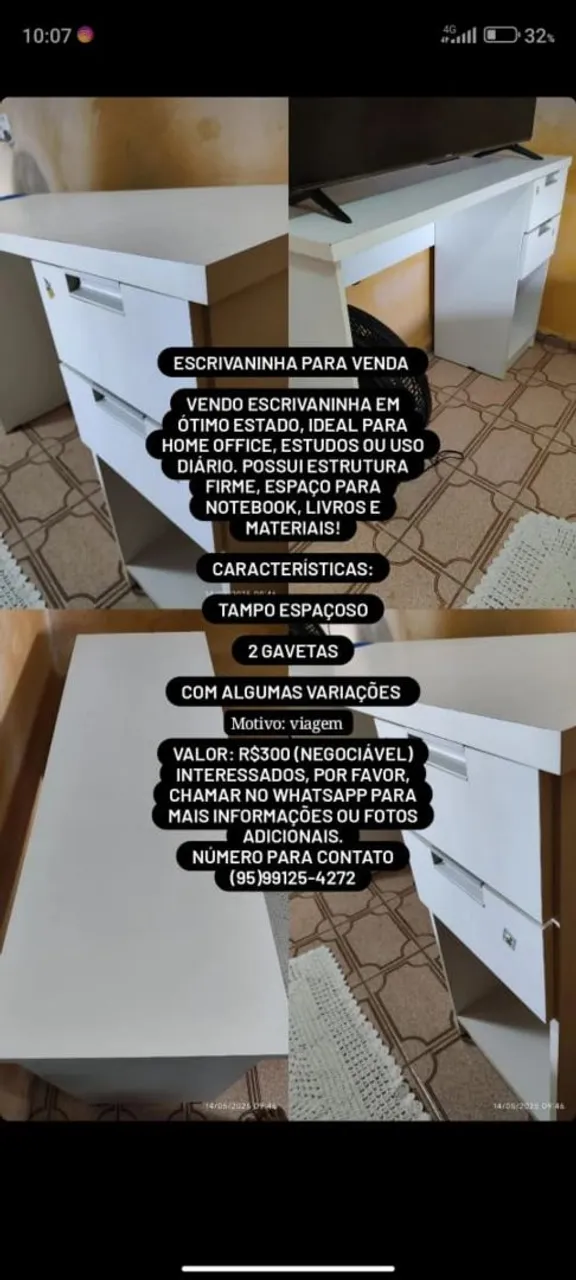 Escrivaninha para home office ou estudos