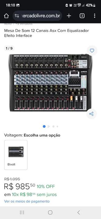 Mesa de Som 12 Canais ASX AK-1212 - Foto 3