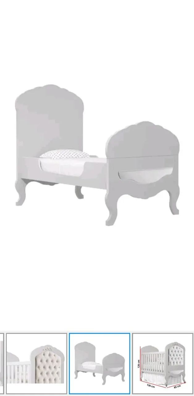 Berço Cama Vitoriano Branco com capitone - Imaza Moveis (Acompanha Colchão Gazin) - Foto 4