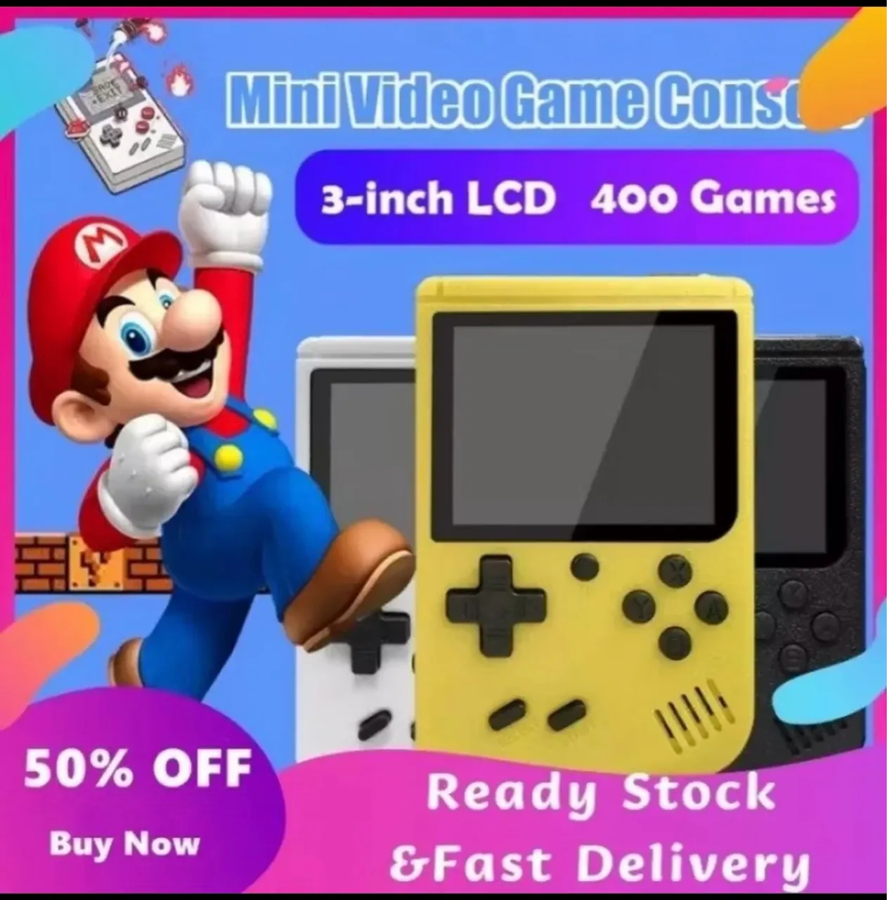 Mini Console de Videogame Retrô 400 Jogos - 50% OFF