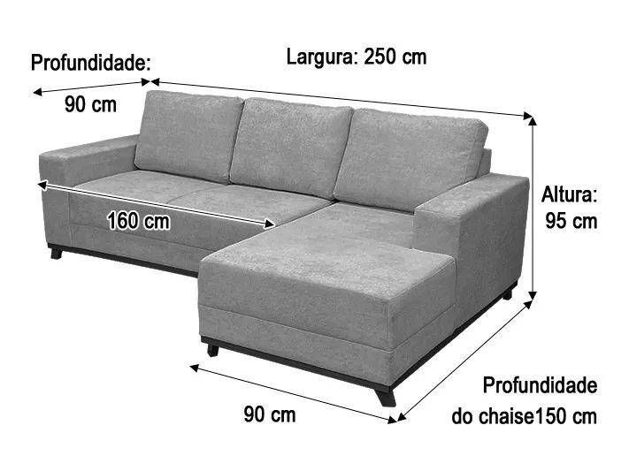Sofá 3 Lugares 2,50m com Chaise Viena Boucle Bege a75 - Foto 4