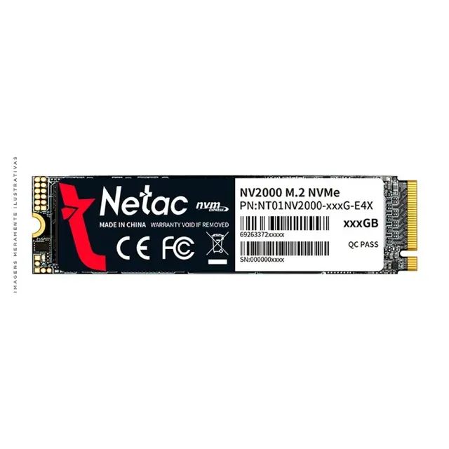 SSD Netac NV2000, 256GB, NVMe, M.2 2280, Leitura 2500MBs, Gravação 1000MBs - NT01NV2000-25