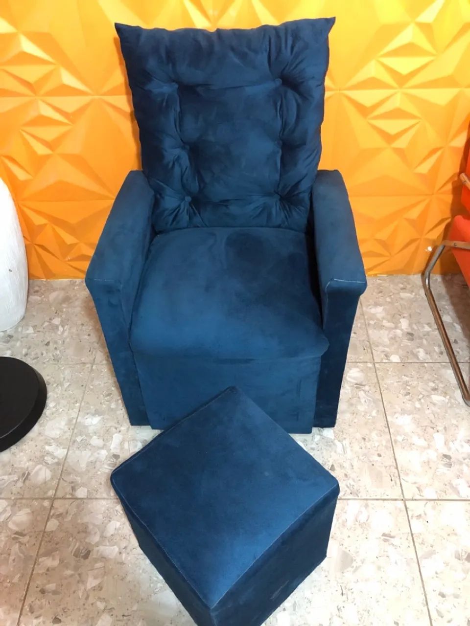 Poltrona Azul Com Puff64985854341121122