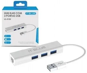 HUB 3 portas Tipo-C Porta RJ45 para Computadores / notebooks / MAC IT-BLUE  - R$55,00