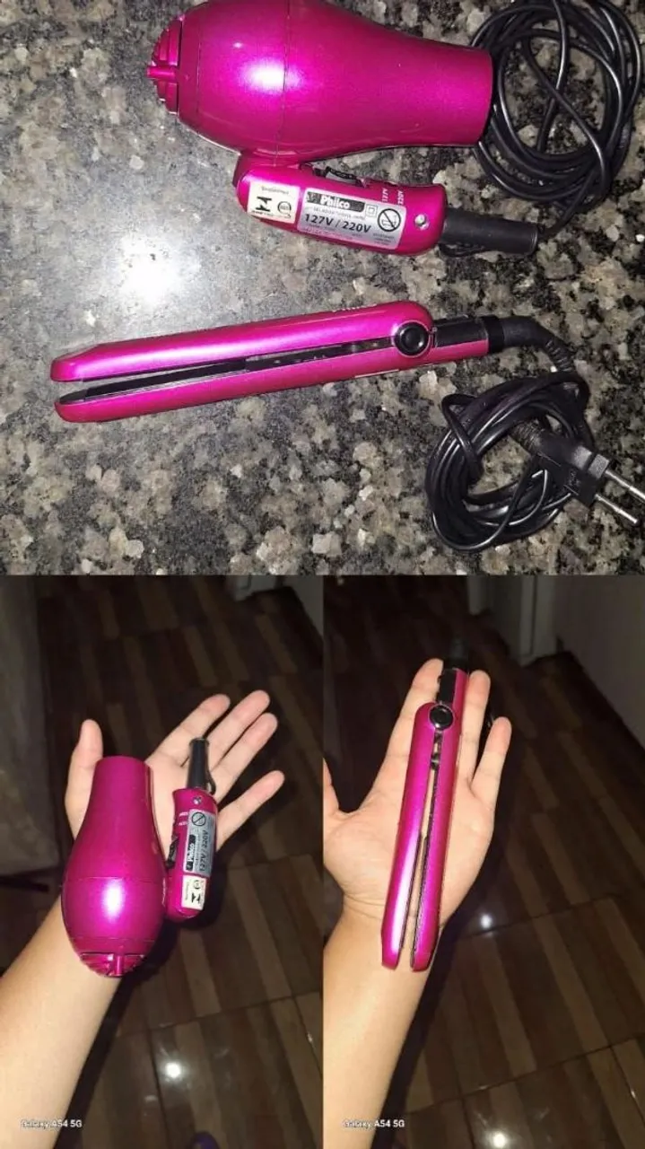 Kit de Chapinha e Secador de Cabelo Rosa Philco