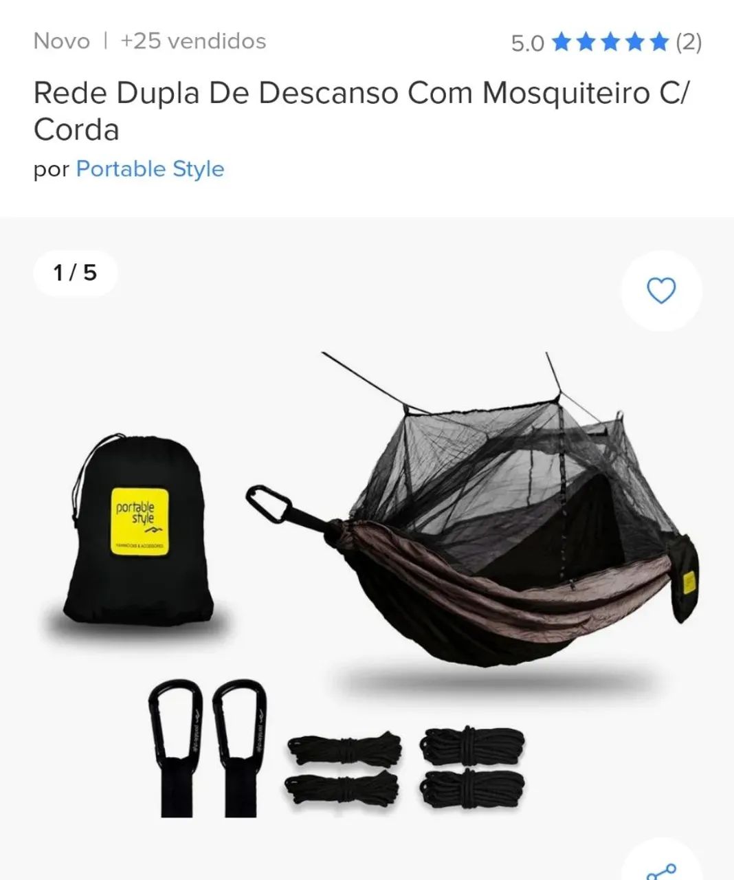 Rede Dupla de Descanso com Mosquiteiro C/ Corda