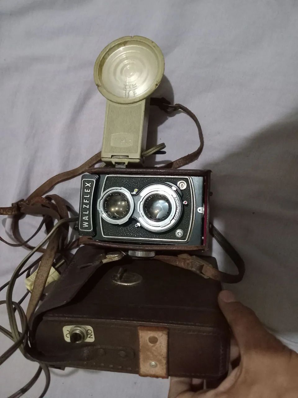 Câmera Walzflex, japonesa tipo TLR + - 1955 completa com flash