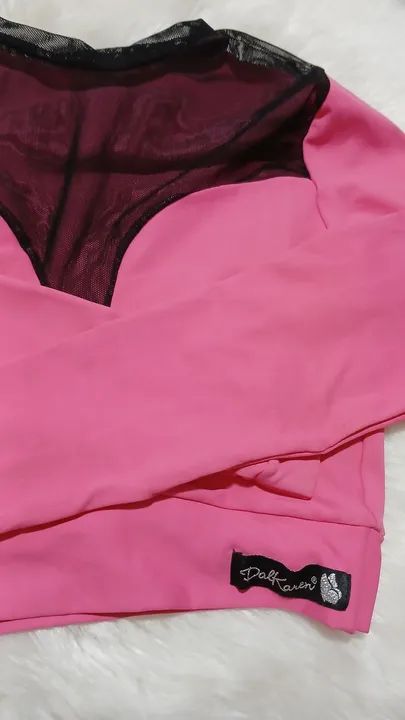 Blusa curta Pink com manga longa. - Foto 2