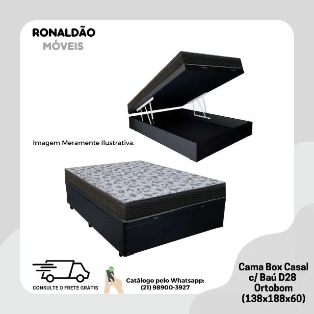 Cama Box Casal c/ Baú D28 Ortobom - Entrega Rápida! 