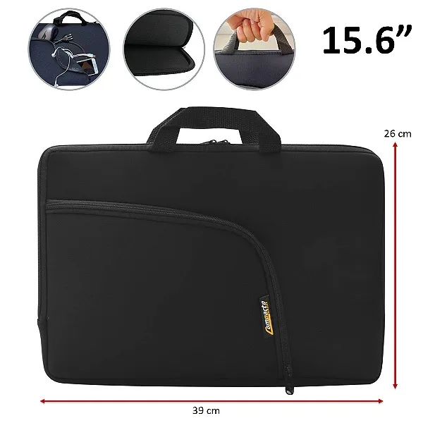 Capa Case Maleta para Notebook até 15.6" com Bolso, Preto - Compacto Capas