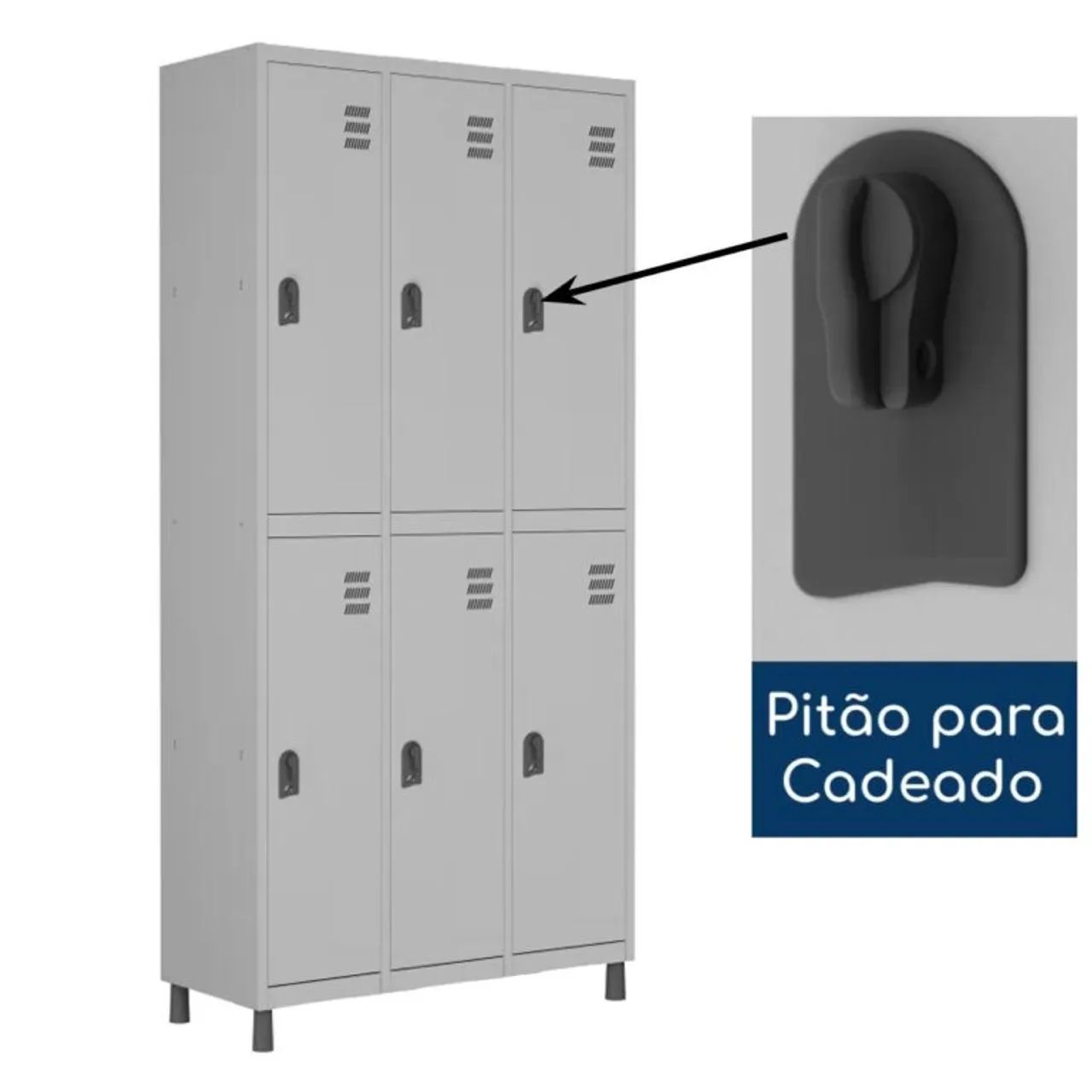 Roupeiro de Aço c/ 06 PORTAS GRANDES - 1,84×0,96×0,35m - Foto 2