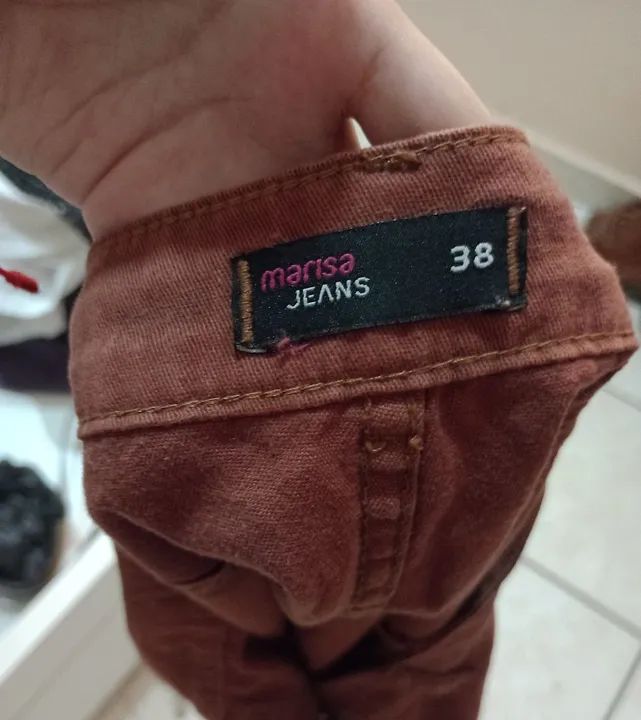 Saia Jeans Marrom com Botões, 38 - Foto 5