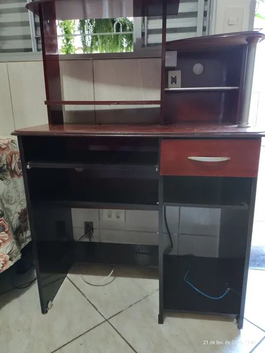 Escrivaninha Bancada de Estudos e Trabalho com Prateleiras  - Foto 4
