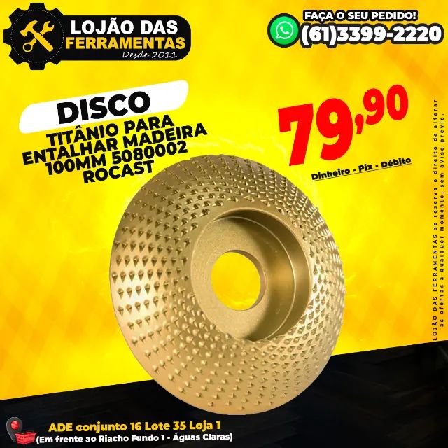 Disco titânio Para Entalhar Madeira 100mm 5080002 Rocast