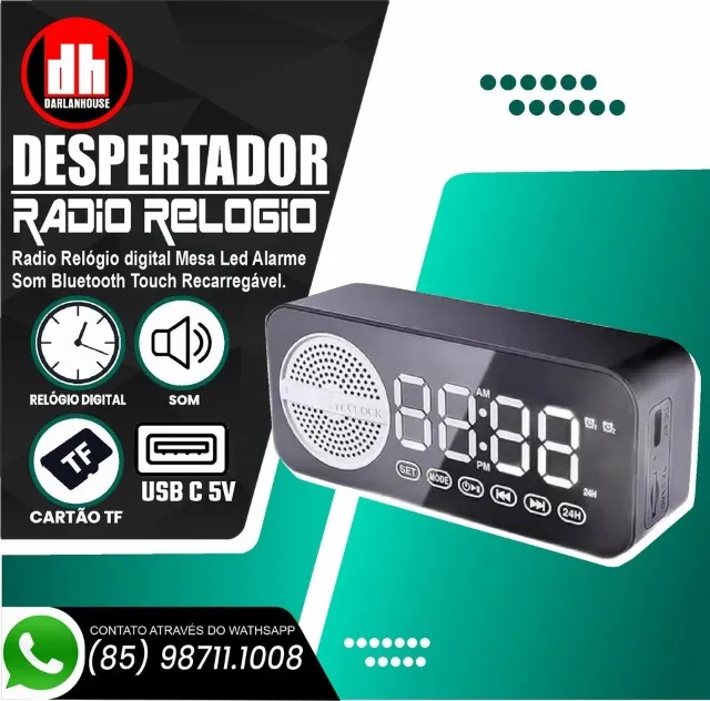 Rádio / Relógio / Bluetooth - Despertador Som Alarme