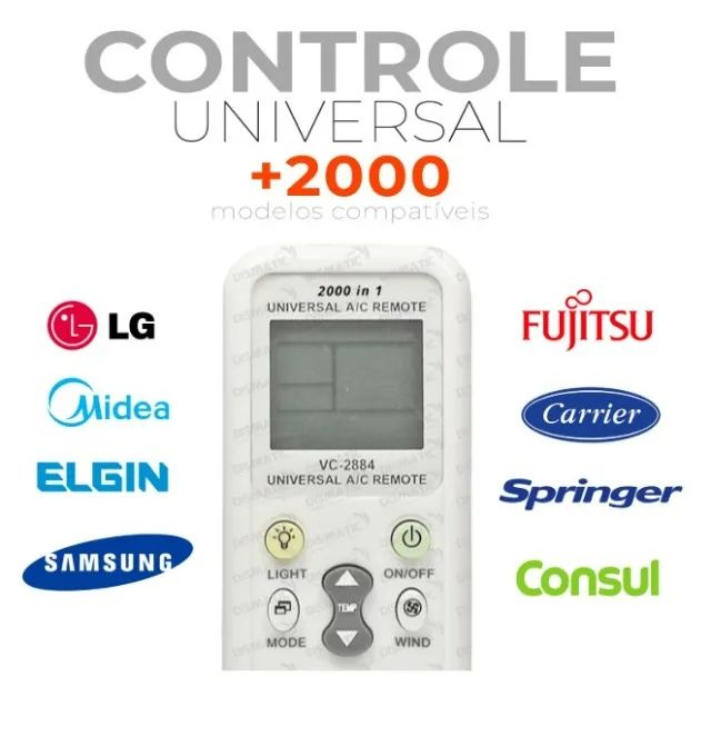 Controle Remoto Universal Ar Condicionado Split 2000 em 1 + Pilhas - Ar ...