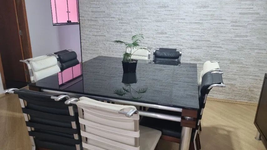 Mesa de jantar 8 lugares tampo de vidro preto - Foto 2