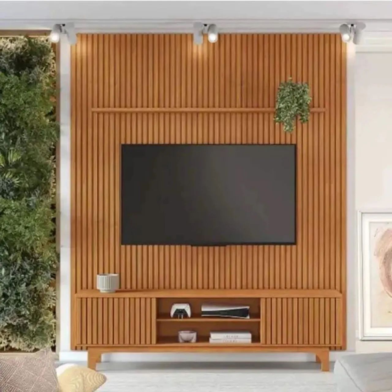 Rack + Painel Riso Cinamomo Ripado TV até 75 Polegadas rf33