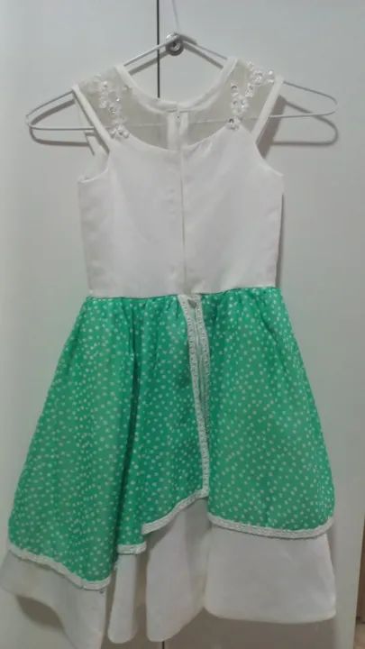 Vestido infantil festa branco e verde - Foto 2