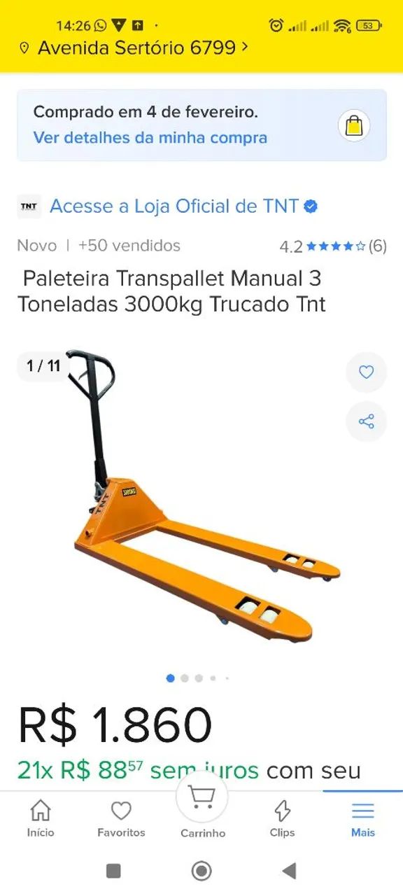 Paleteira Transpallet Manual 3 Toneladas Trucado Tnt