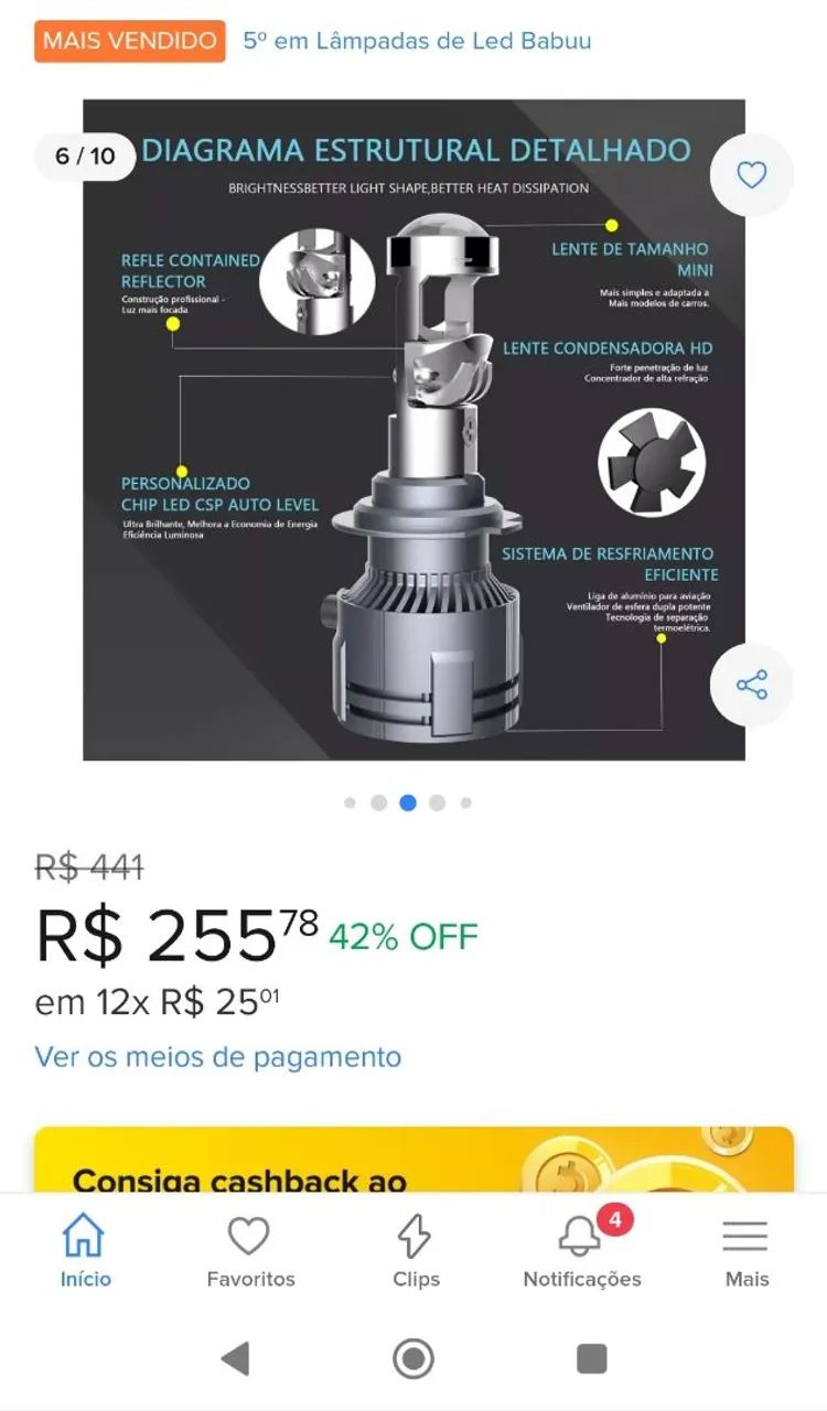 Canhão projetor de LED H7  - Foto 4