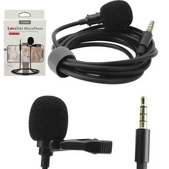 Microfone Lapela Com Fio P2 Jh-043 Para Vídeos E Áudio