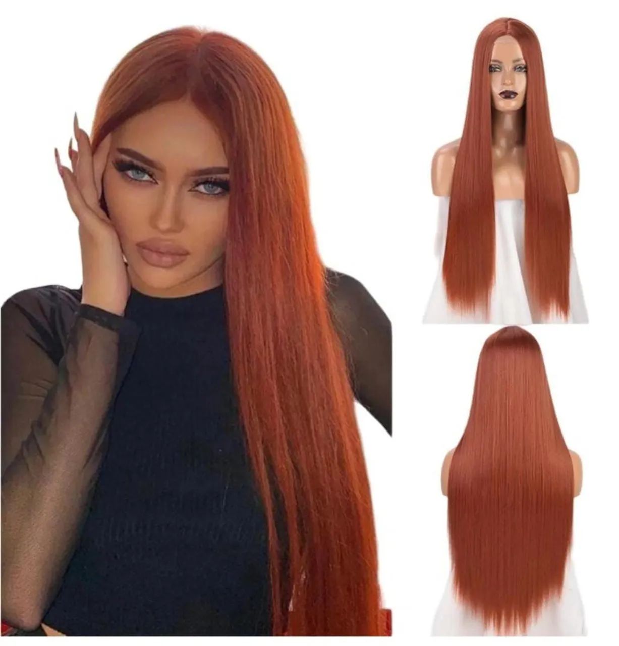 Peruca Vermelha Longa para festas, carnaval ou Cosplay