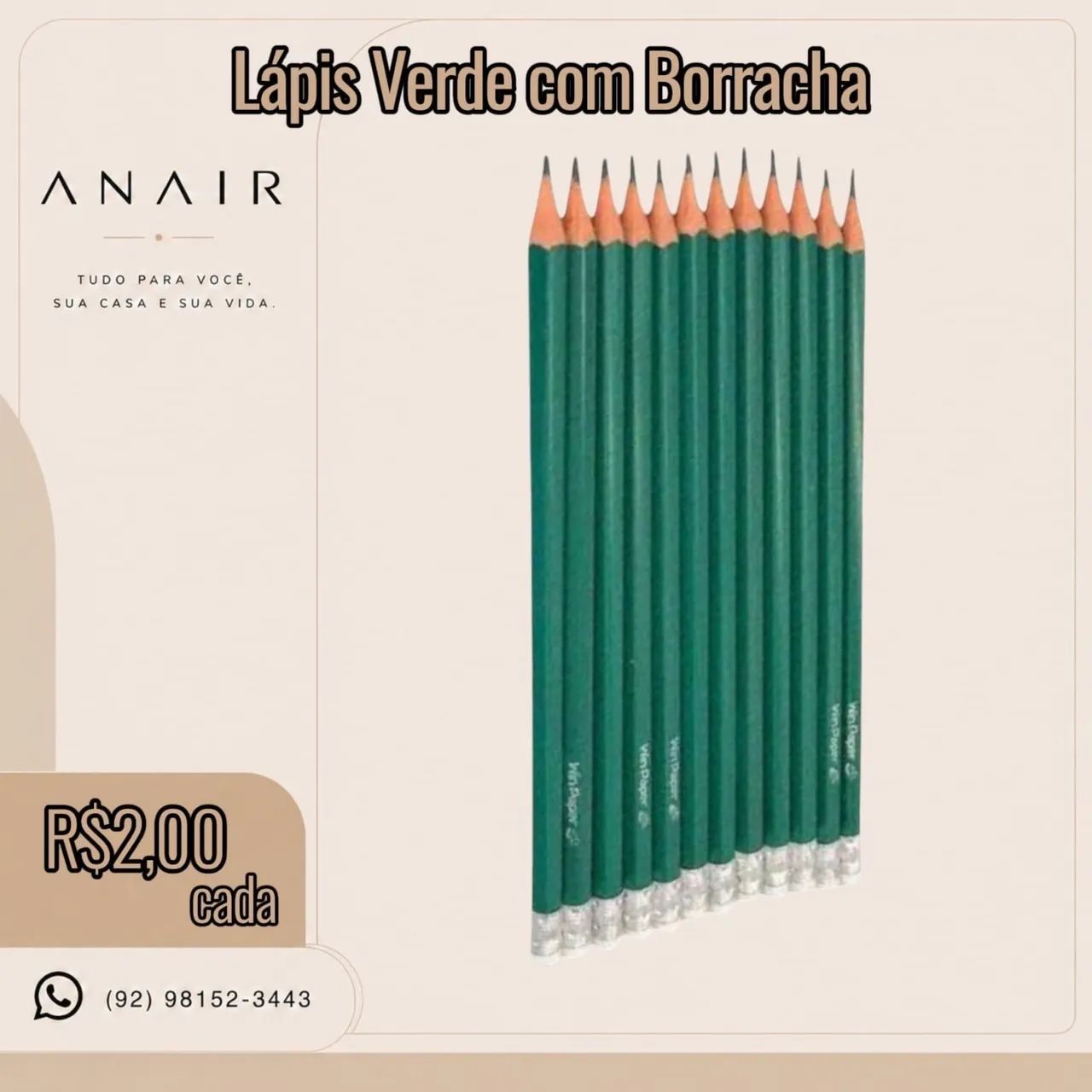 Lápis Verde com Borracha 